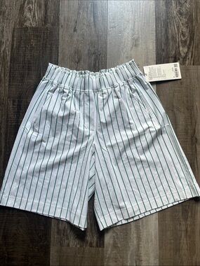 lululemon athletica White Athletic Shorts with Green Pinstripes